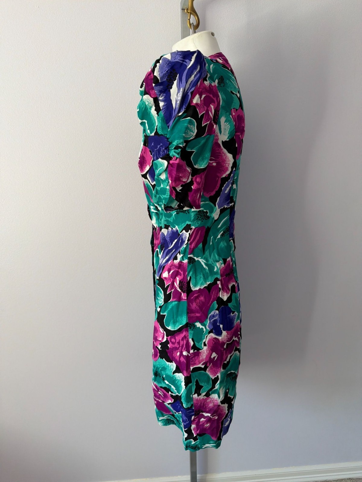 Vintage 90s All That Jazz Floral Dress Button Knee Length Career Cocktail Size 8