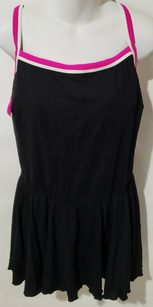 Maxine of Hollywood Women’s Plus Size 24W One Piece Skirted Swimsuit Black Pink