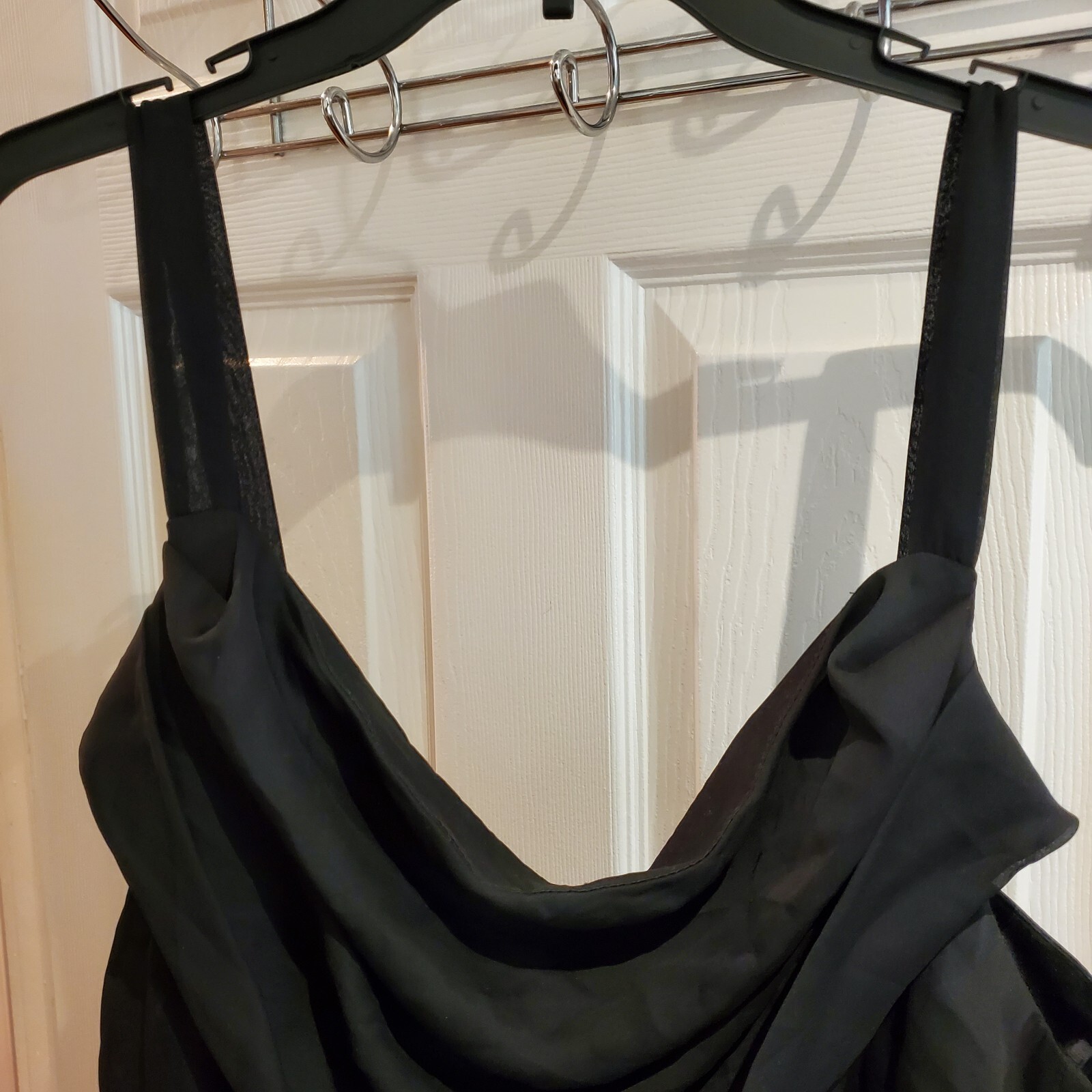 Onyx Nite Dress Size 24 Black Maxi Slipdress Cowl Neck Minimalist VTG Y2K 90s