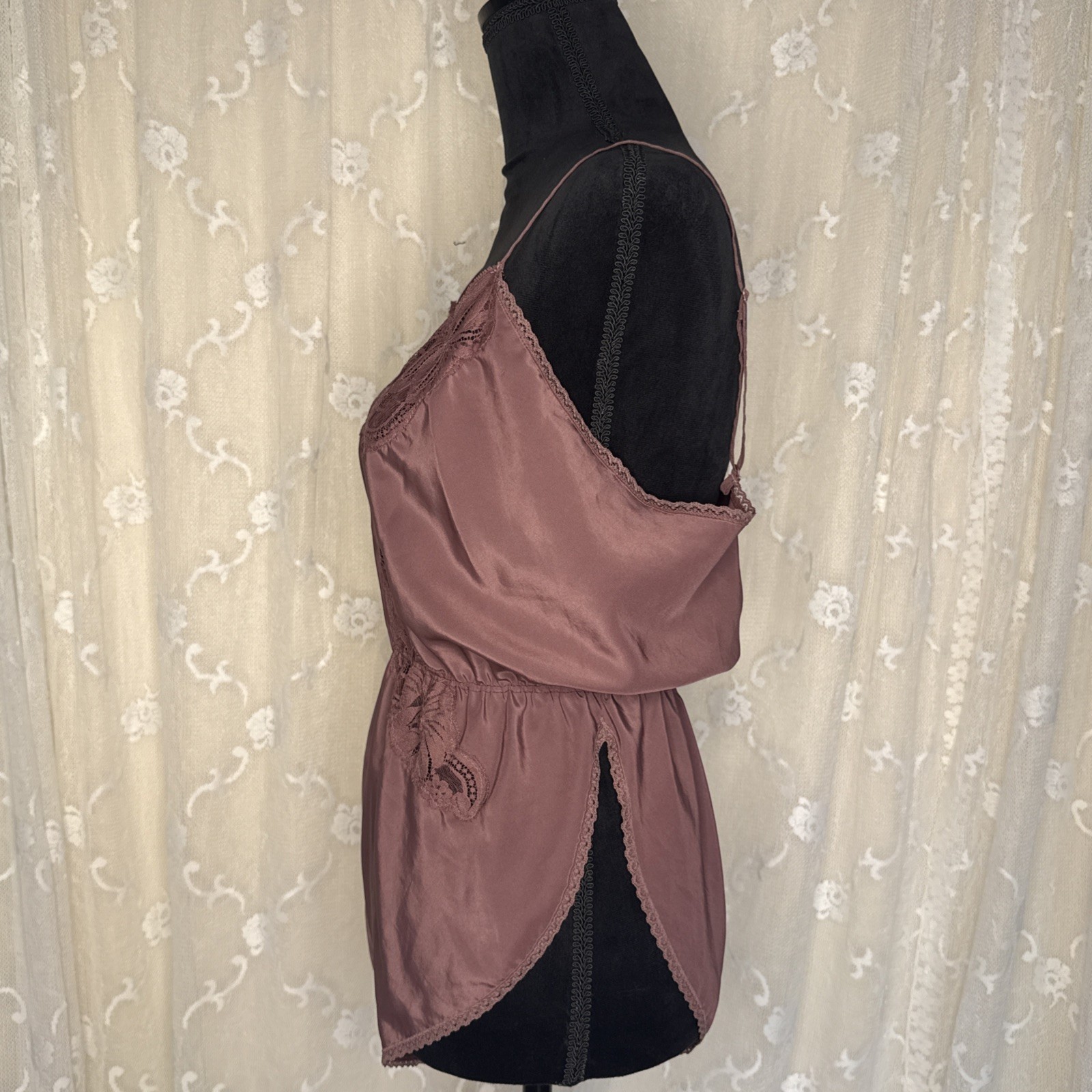 VTG Lorraine Solid Grape & Scalloped Lace Sissy Teddy Romper Playsuit Med 38 B