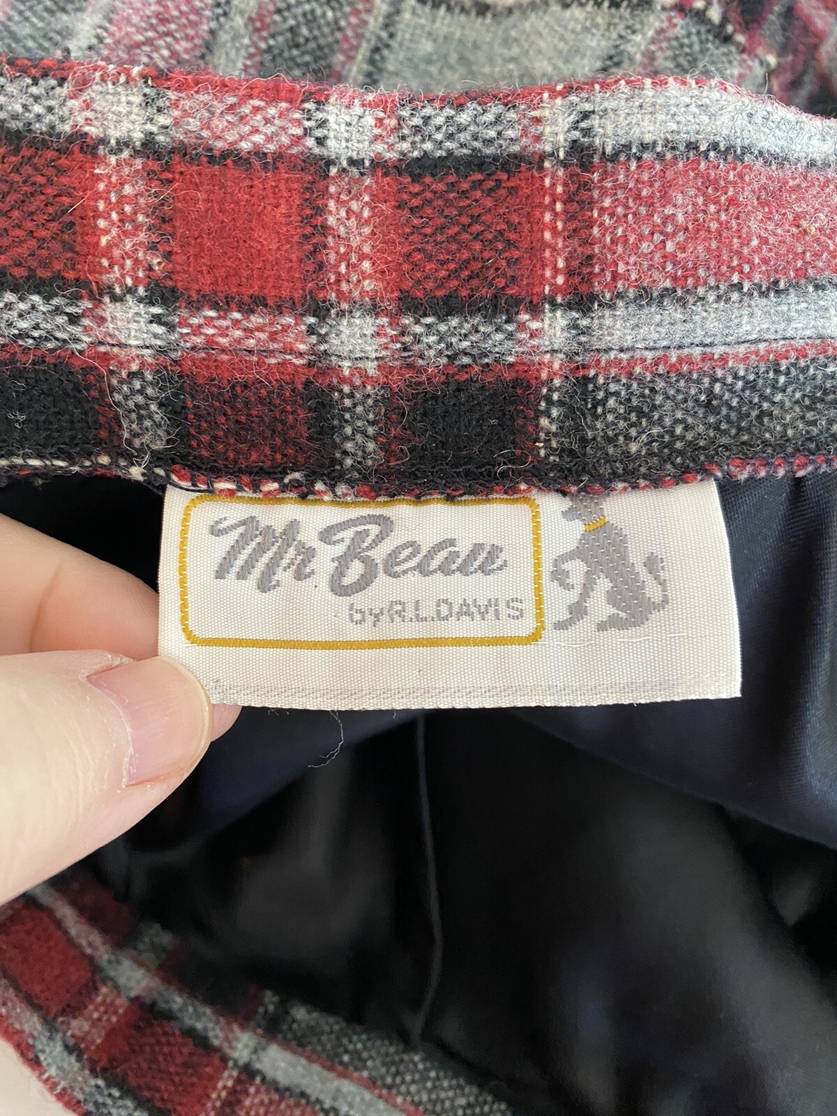 Vintage Mr Beau RL Davis Pleated Midi Skirt Small Gray Red Plaid Lined Academia