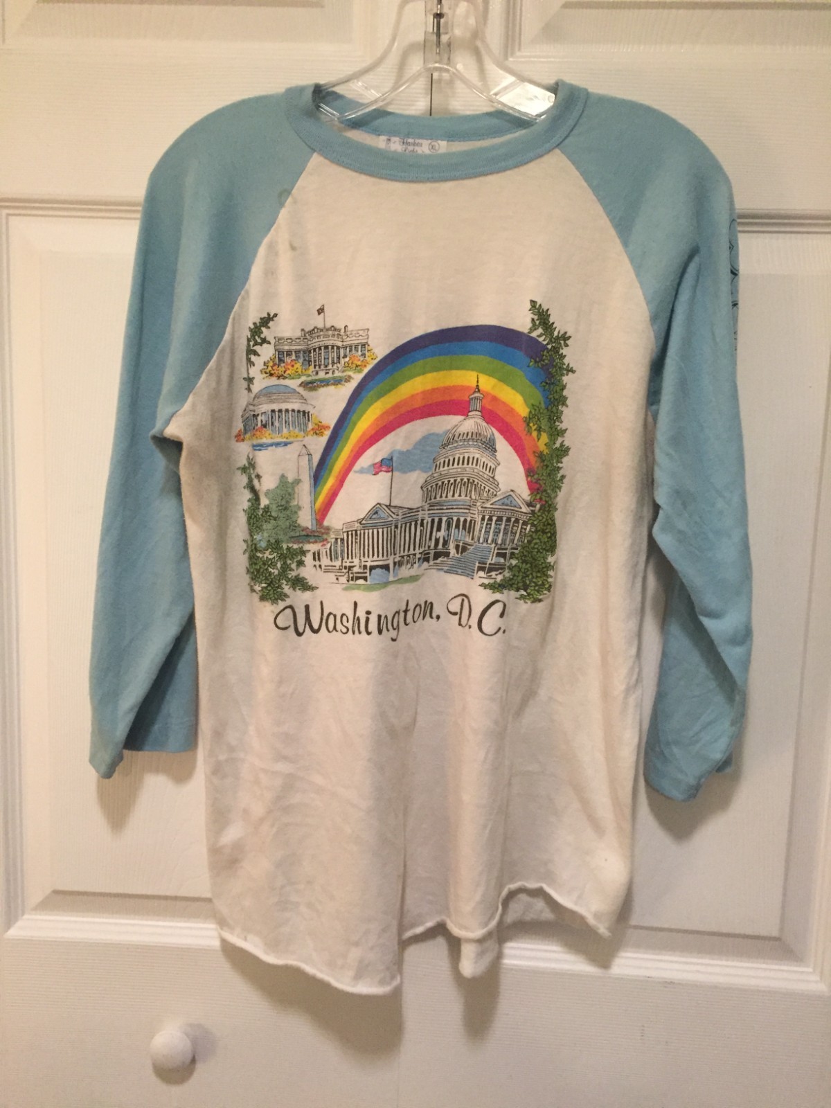 Vintage 80s Ringer T Shirt XL Washington DC White House XL HARBOR LIGHT