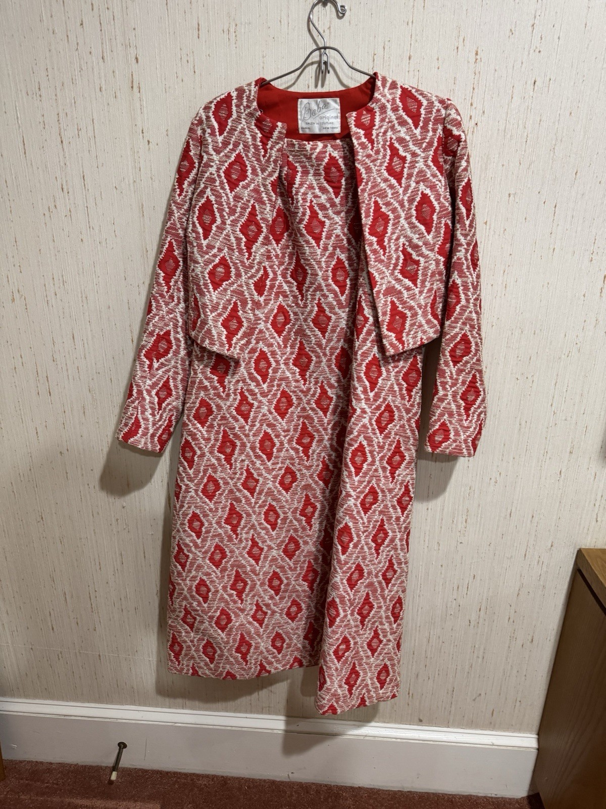 Vintage 1960’s Baba Salon De Couture Geometric Dress Jacket/Skirt Set Size 6-8