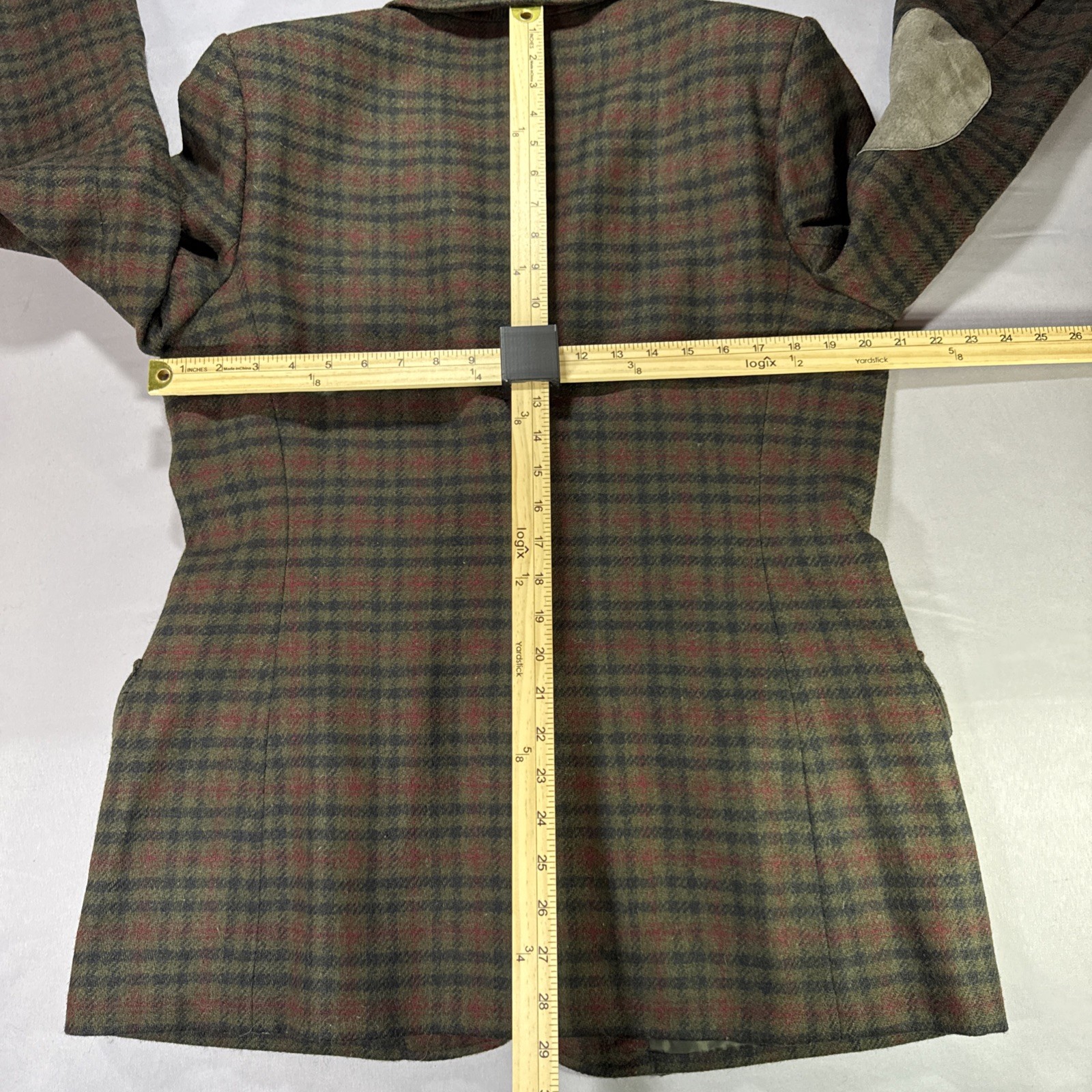 VTG Harve Benard Wool Coat Womens 16 Ukraine Dark Academia Elbow Patches Preppy