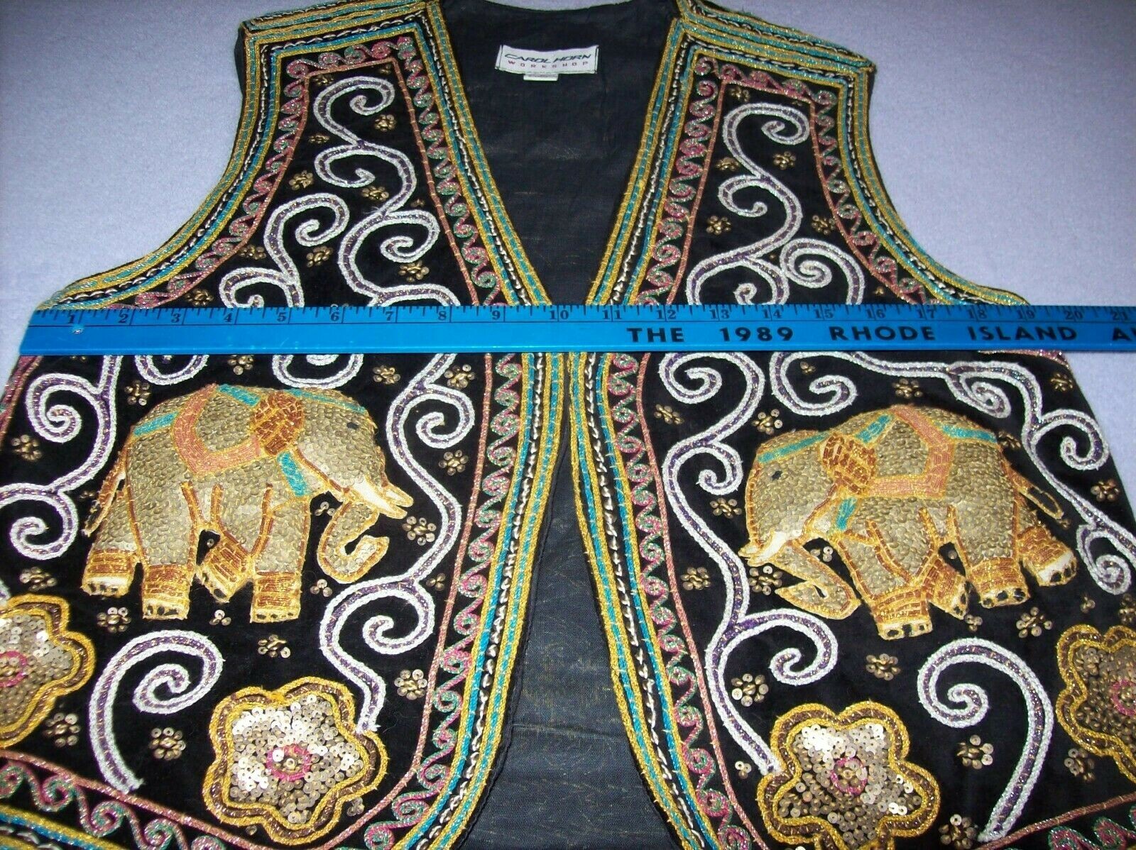 LADIES BLACK SUEDE VEST WITH INTRICATE BEADING AND SEQUINS SIZE MEDIUM