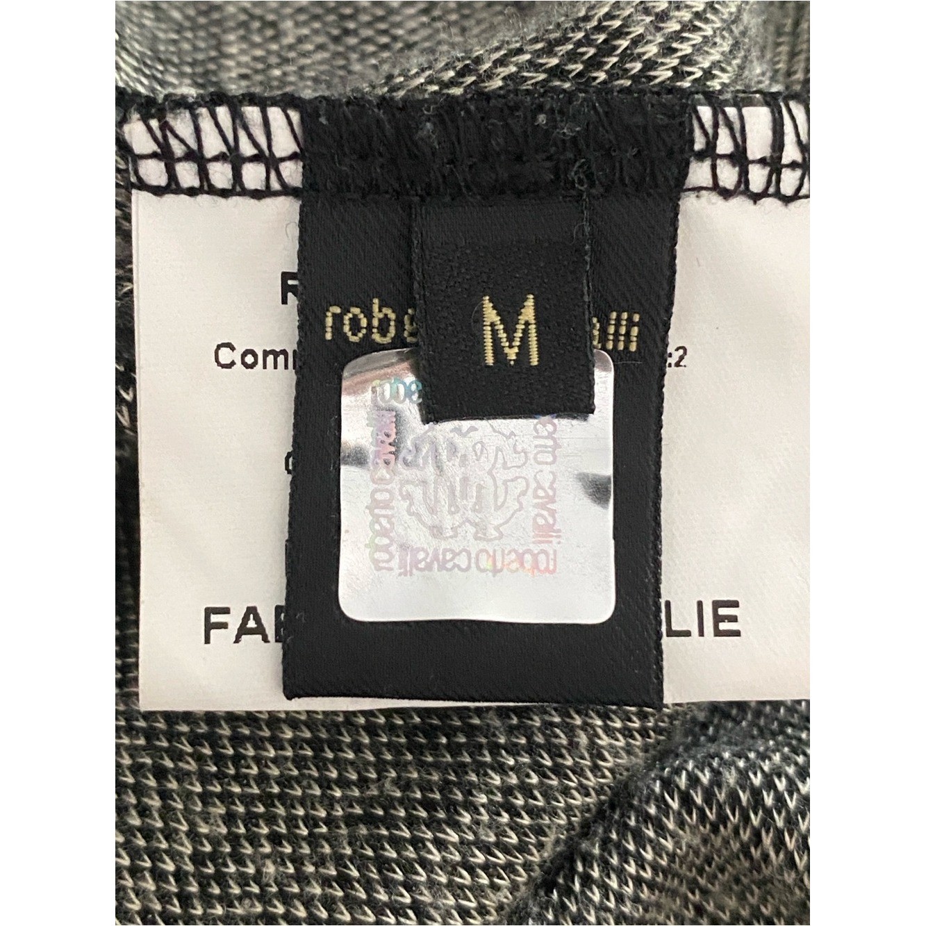 Roberto Cavalli Vintage Black Cream Snakeskin Wool Long Sleeve Dress Medium