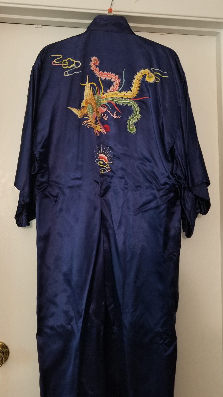 Vintage Satin Robe Longevity Hangzhou China w/ Embroidered Phoenix