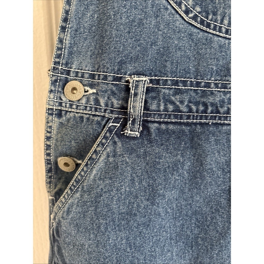 Vintage Looney Tunes Tweety Denim Overall Shorts Embroidered Pockets Blue Medium