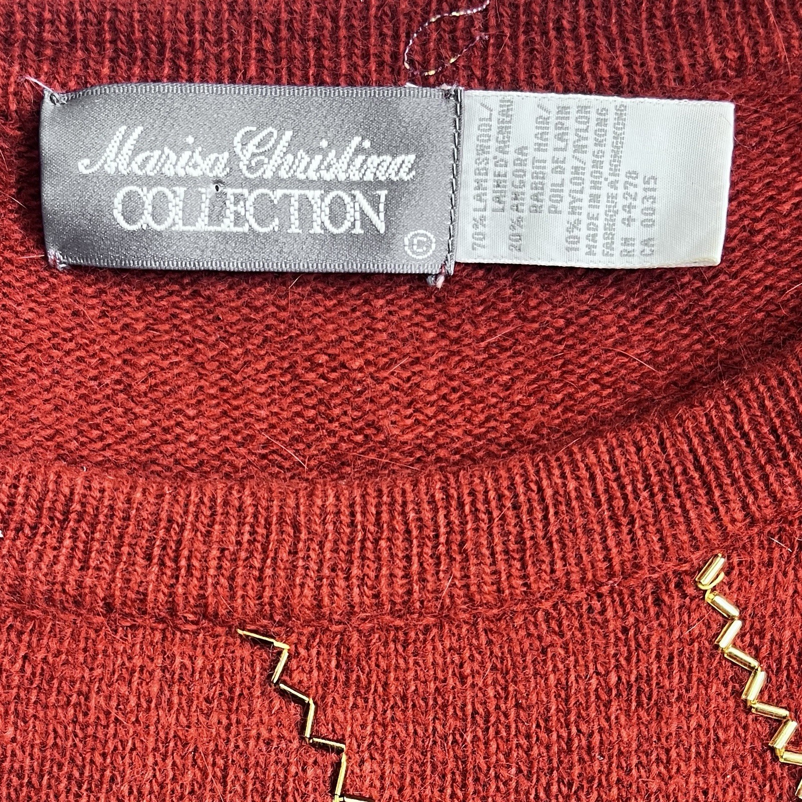 Vintage 80s Marisa Christina Collection Lambswool Sequin Sweater Dress Sz M