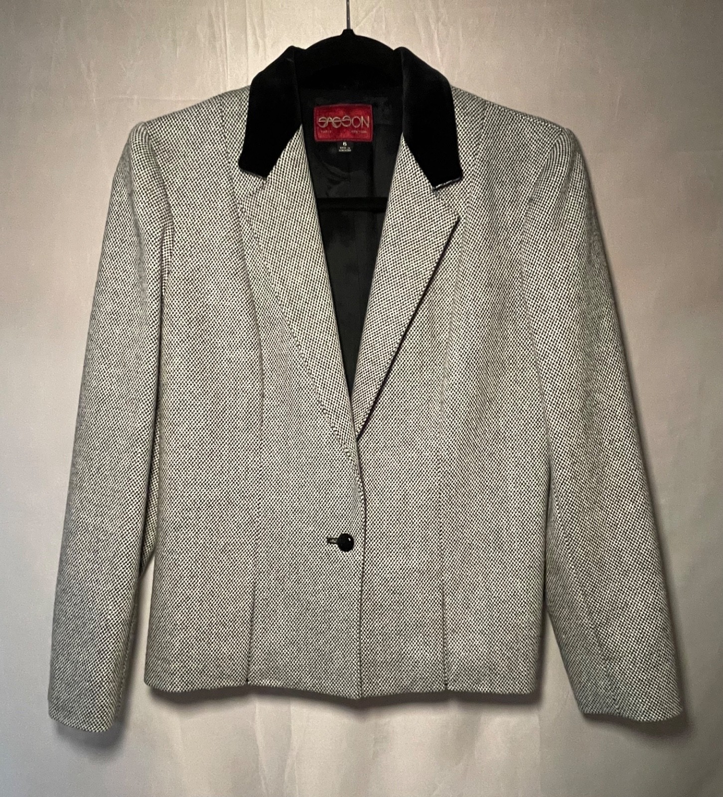 Vintage SASSON Checkered Wool Blend Blazer Jacket 80s / 90s Size 6