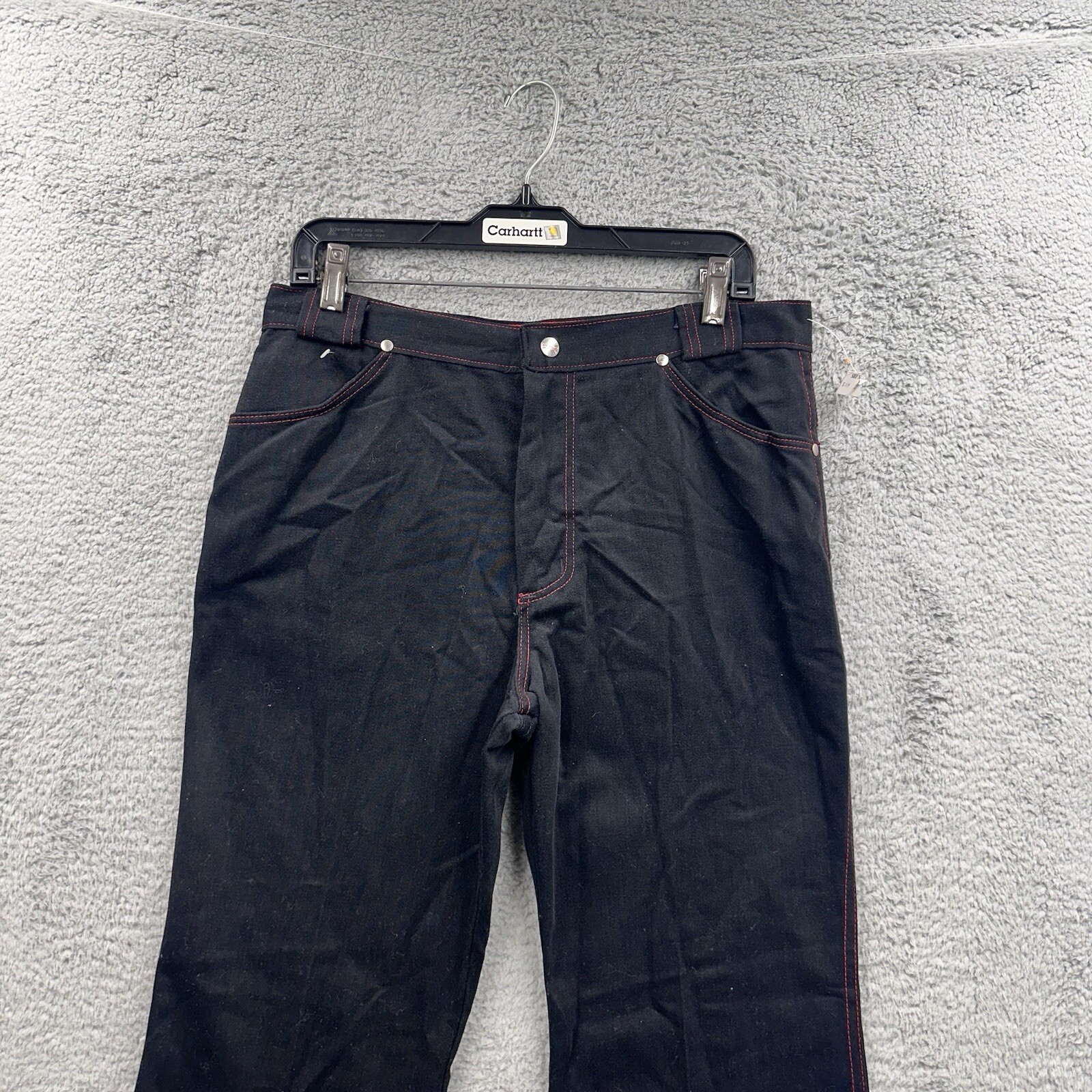 NWT VTG 70s MAVERICK Wide Bell Bottom Flare Black Denim Hippie Jeans Goth 32×32