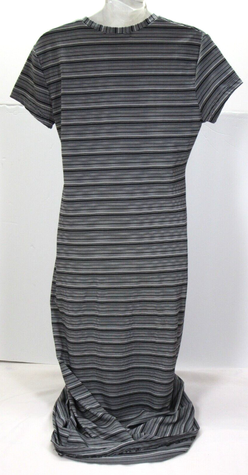 Vintage Tiff Tiff Dress Knit S/S Black White Body Con L [ 36 Bust 40 Hips 48L ]