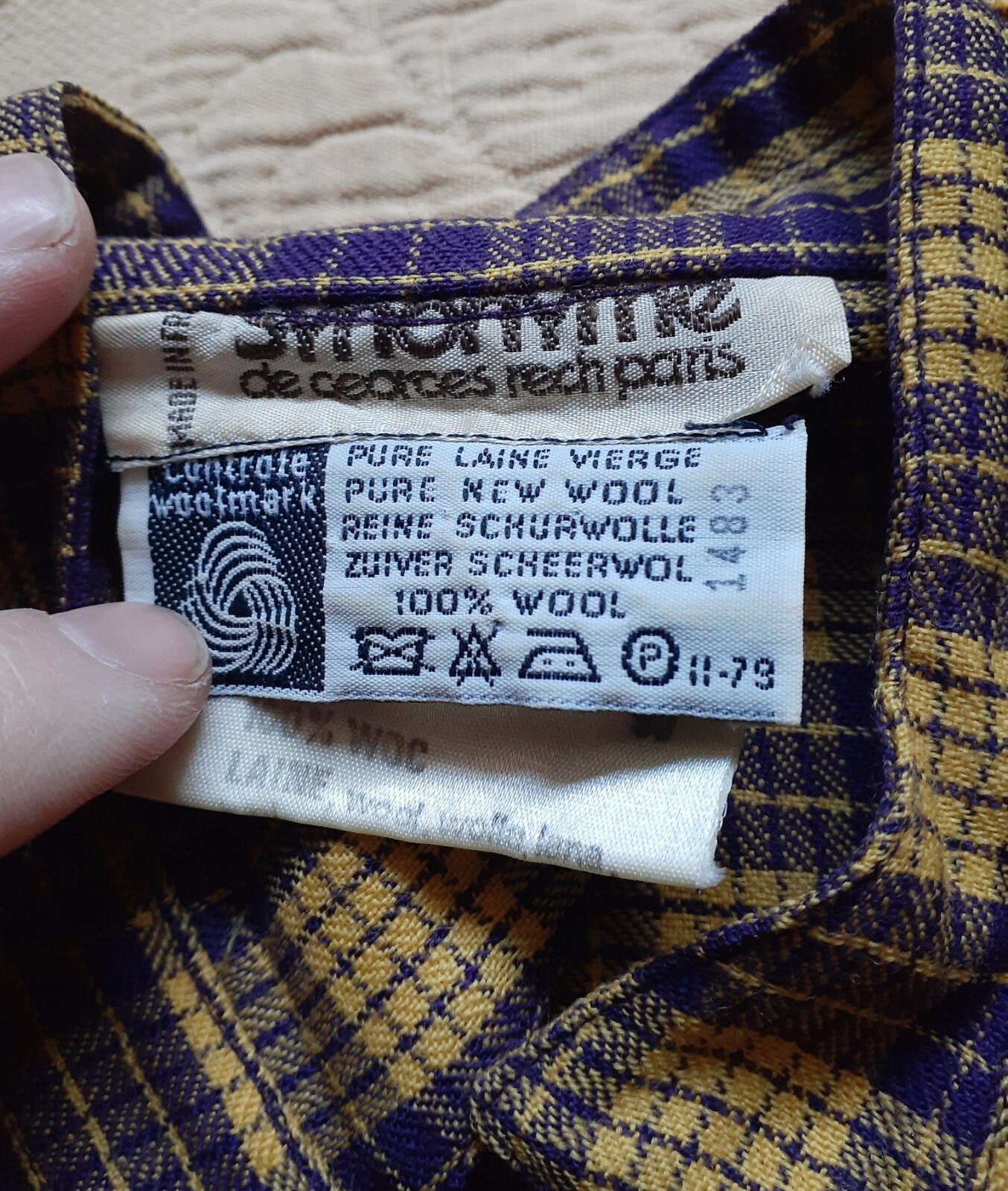 Vintage Yellow and Purple Synonyme de Georges Rech Paris Women’s Shirt