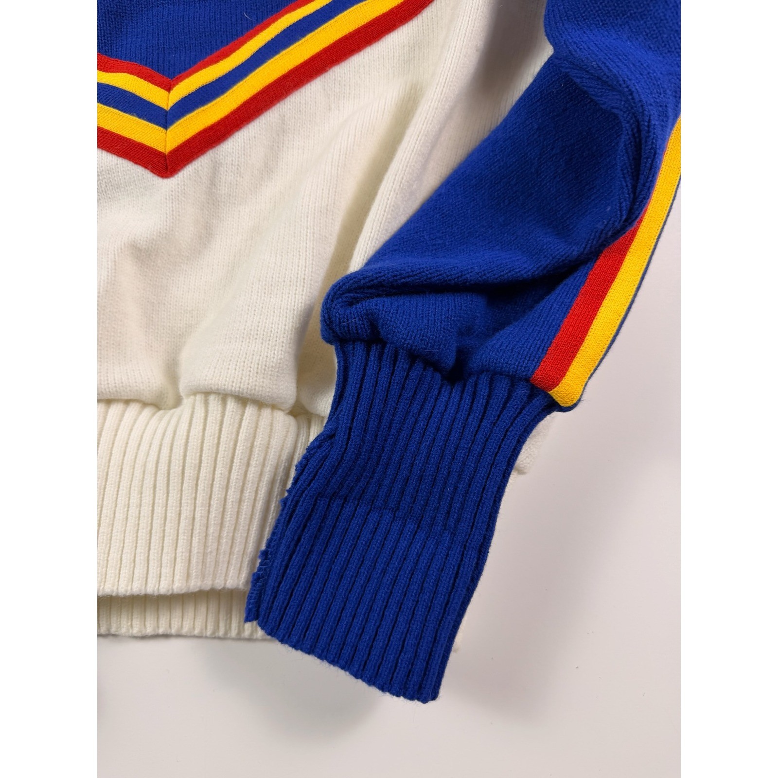 Vintage Varsity Spirit UCA Cheerleader Sweater Blue White Red Halloween Preppy