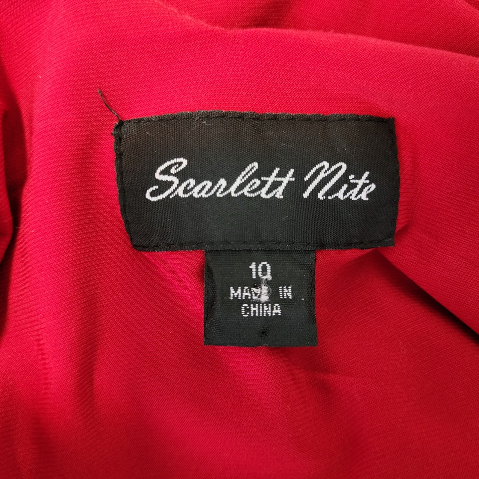 VTG Y2K Red Empire Waist Babydoll Cocktail Dress 10 Rhinestone Bow Romance
