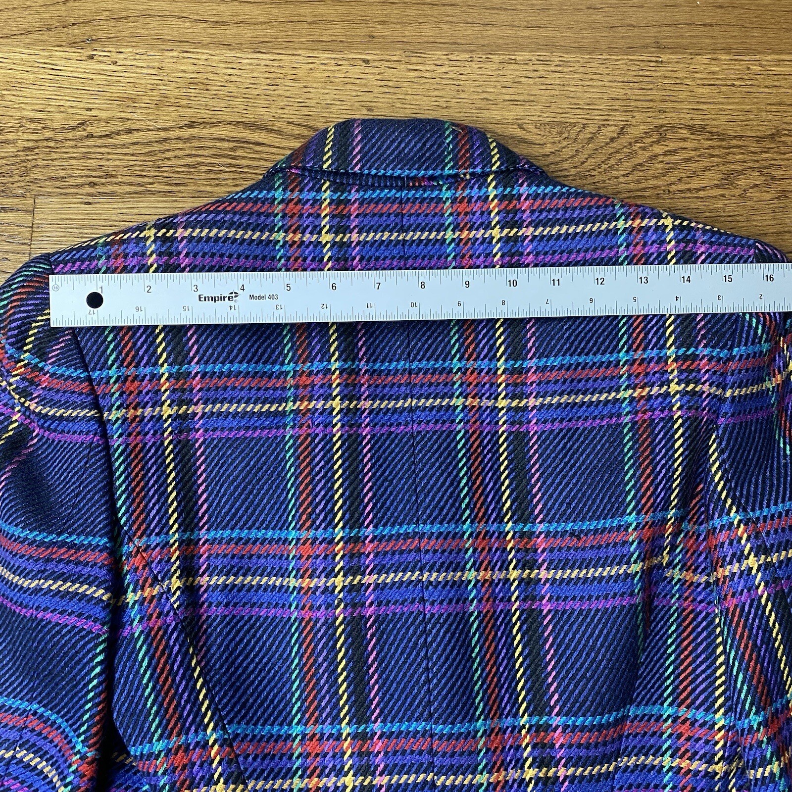 Vintage JBH Double Breasted Blazer Women XS Multicolor Plaid Silk Blend Academia