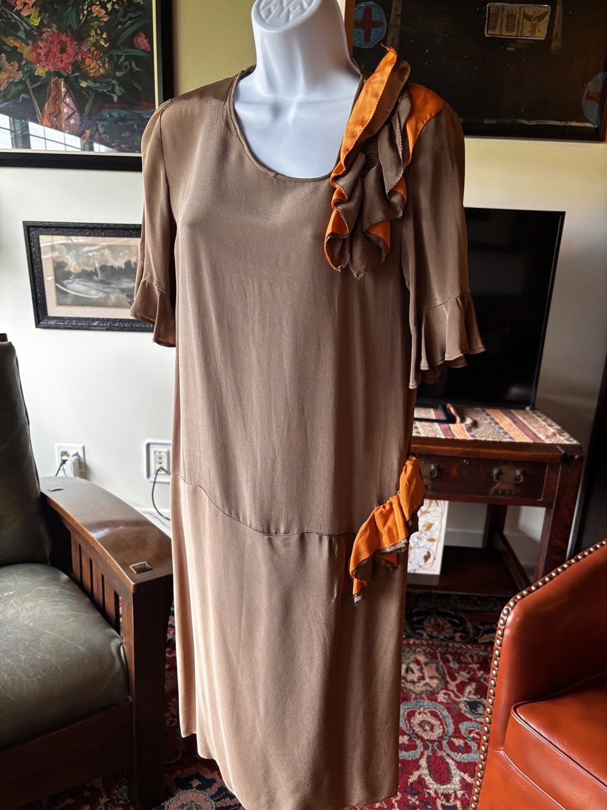 Antique Late 1920’s Early 1930s Vintage Drop Waist Dr