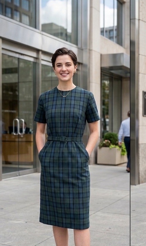 Vintage 60s Nelly Don Dress Jacket 2 Piece Set Blue Green Tartan Plaid Jacki ‘O