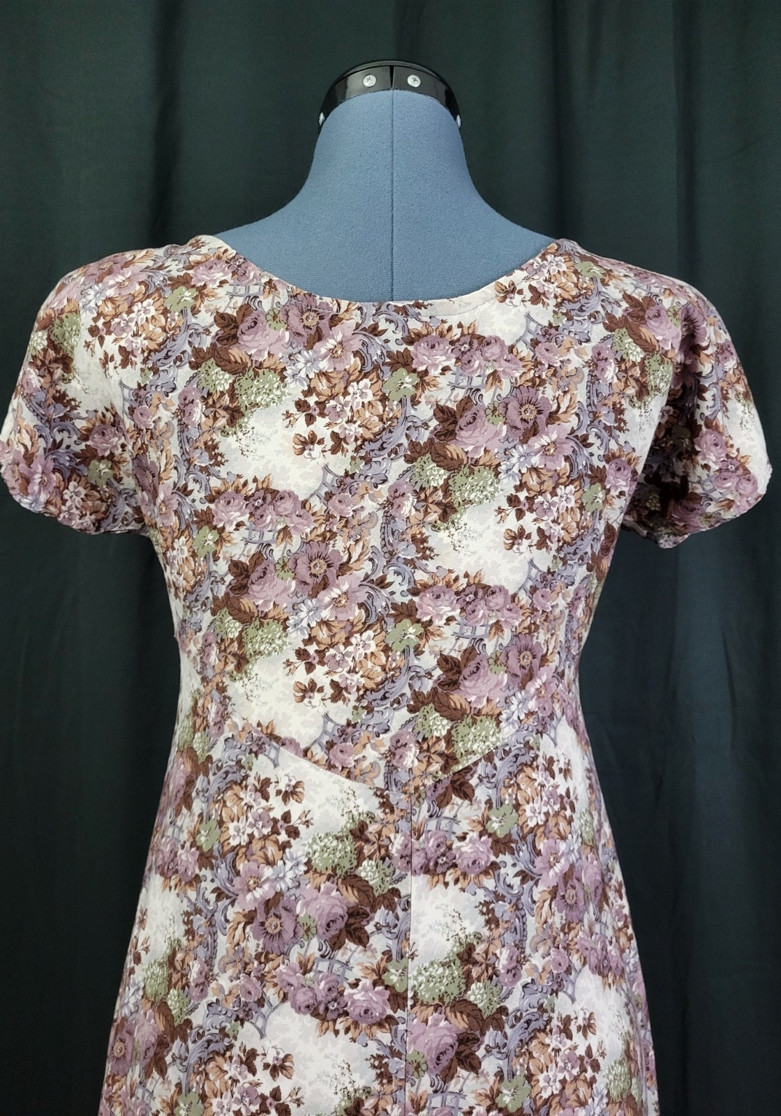 Vintage All That Jazz Muted Grey/Purple/Blue Floral Fit & Flare Dress Size XS?