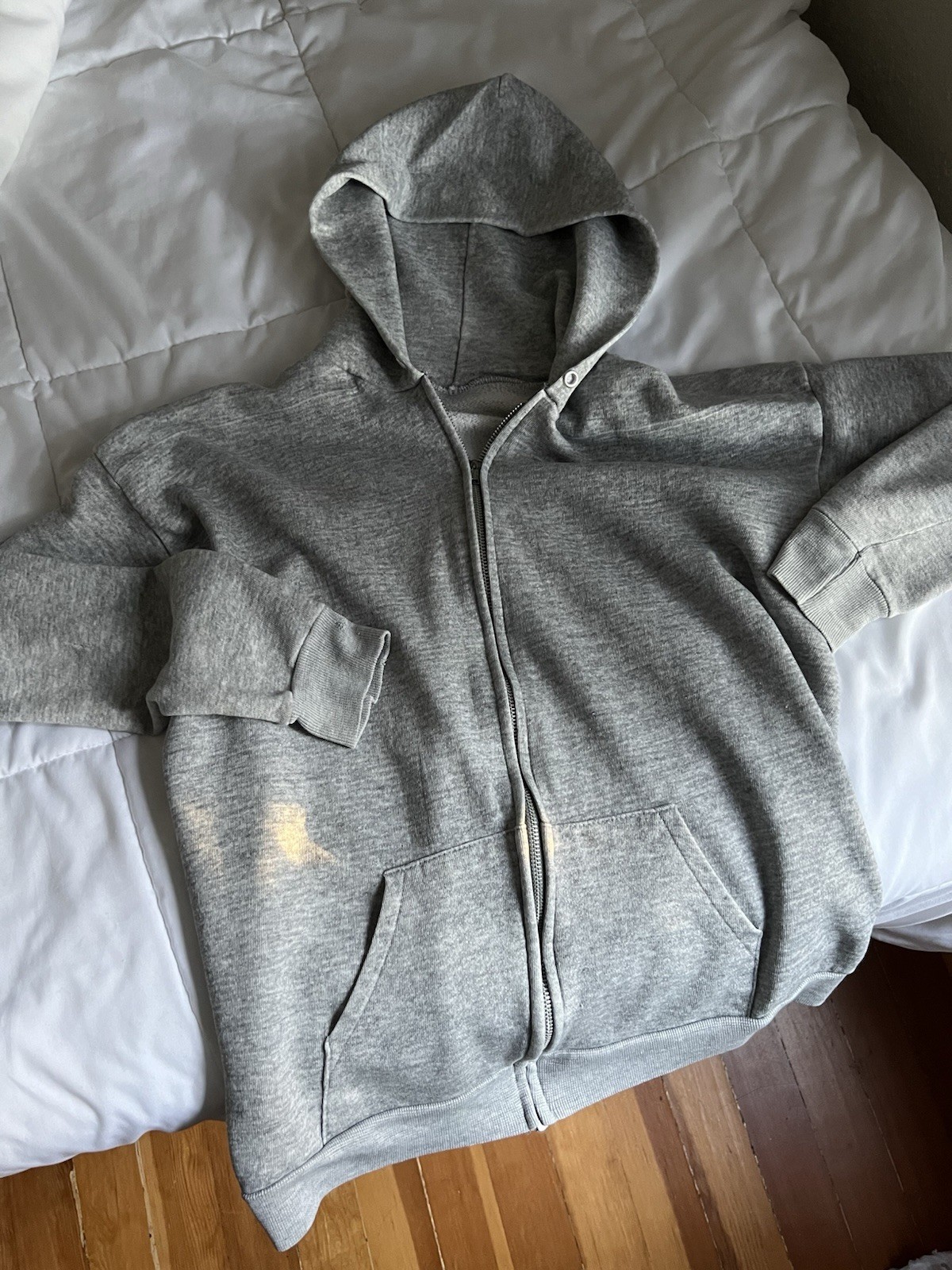 Vintage Gray YKK Zip Up Hoodie Sweatshirt, Size Women’s XS-S