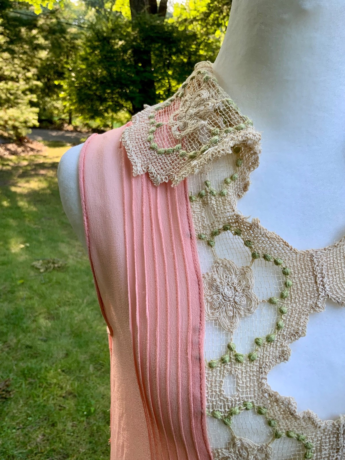 Rare 1920s Silk Chiffon Flapper Dress Art Deco Lace Dress Original Silk Slip Ant