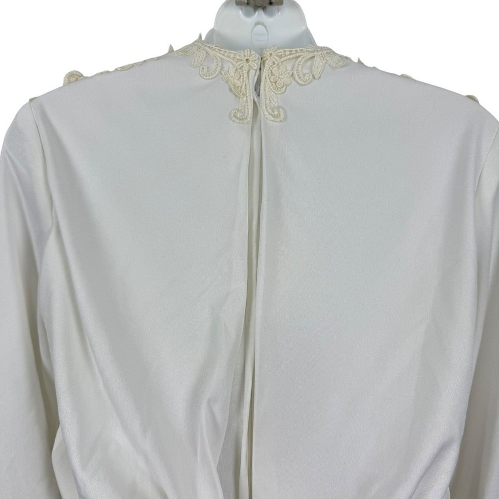 JC Penney Fashions Vintage Wedding Dress Train Long Sleeve Blouson Union Tag M