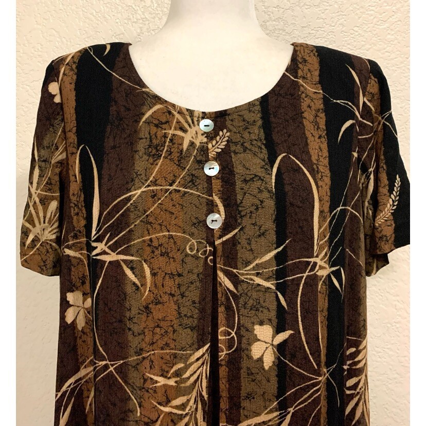 Rabbit Designs Vintage 80s Brown Shirt Shift Dress Women’s 10P