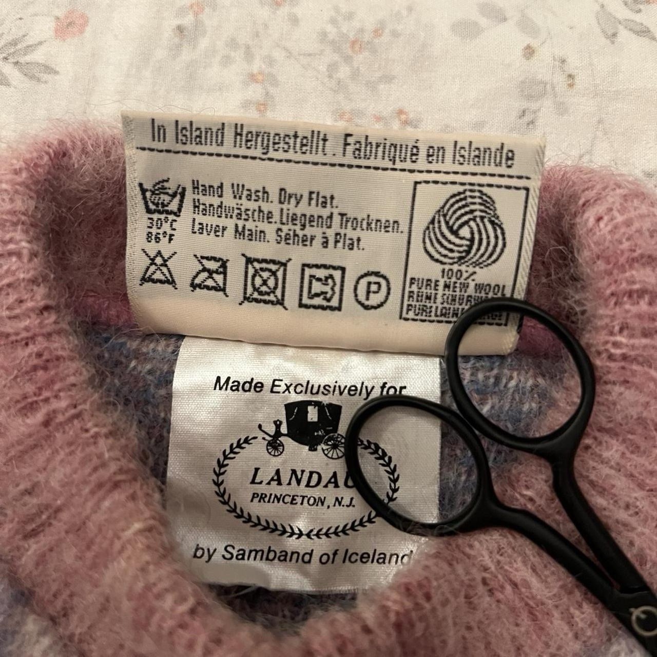 Vintage Samband of Iceland Sweater 100% Wool Knit Lopapeysa Landaus Pink Fuzzy