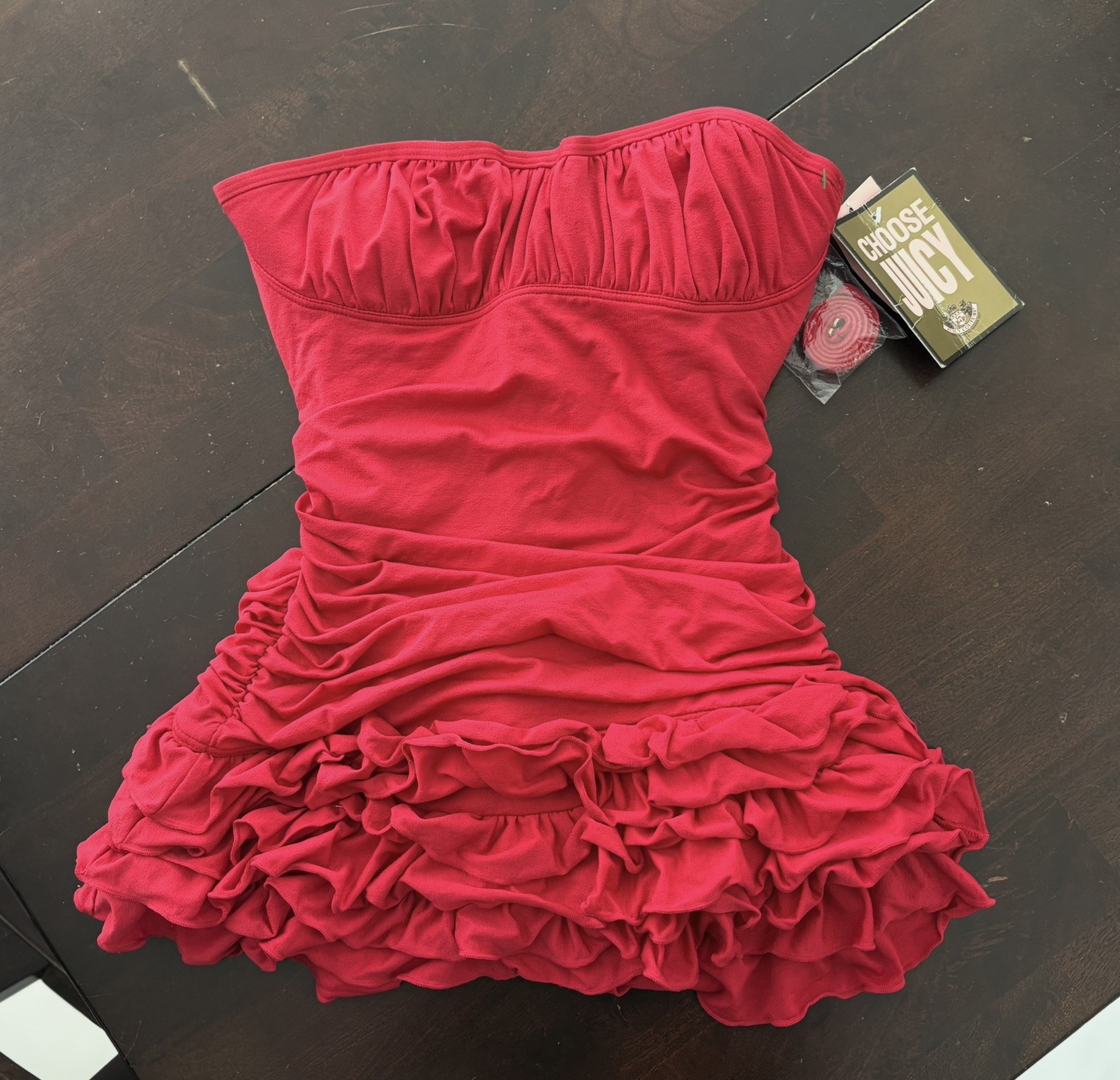 2000s Vintage DEADSTOCK Juicy Couture Cherry Red Swimsuit One Piece Y2K