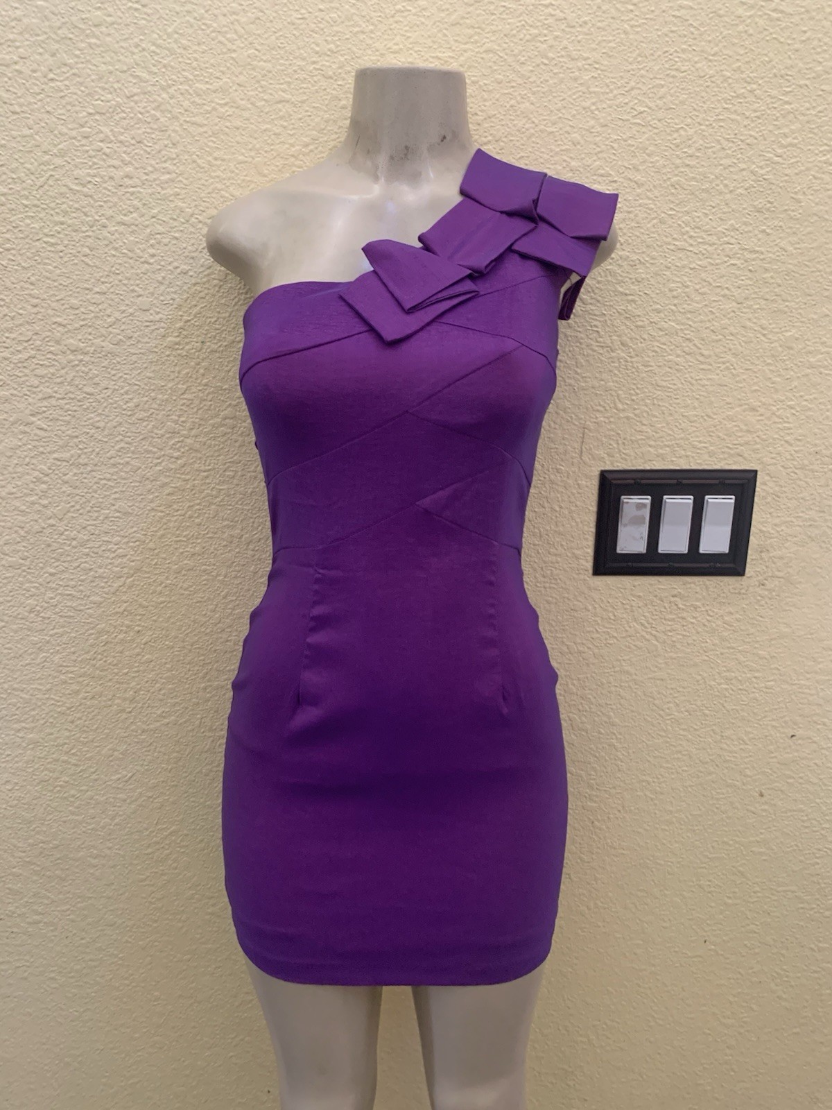 NWT Vintage Jessica McClintock Size 2 Violet Color One Shoulder Mini Dress