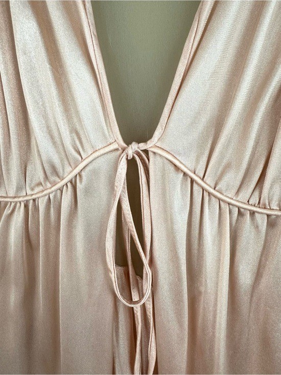 Vintage Maidenform Peach Satin Shell Applique Peignoir Robe Mermaidcore S 80s