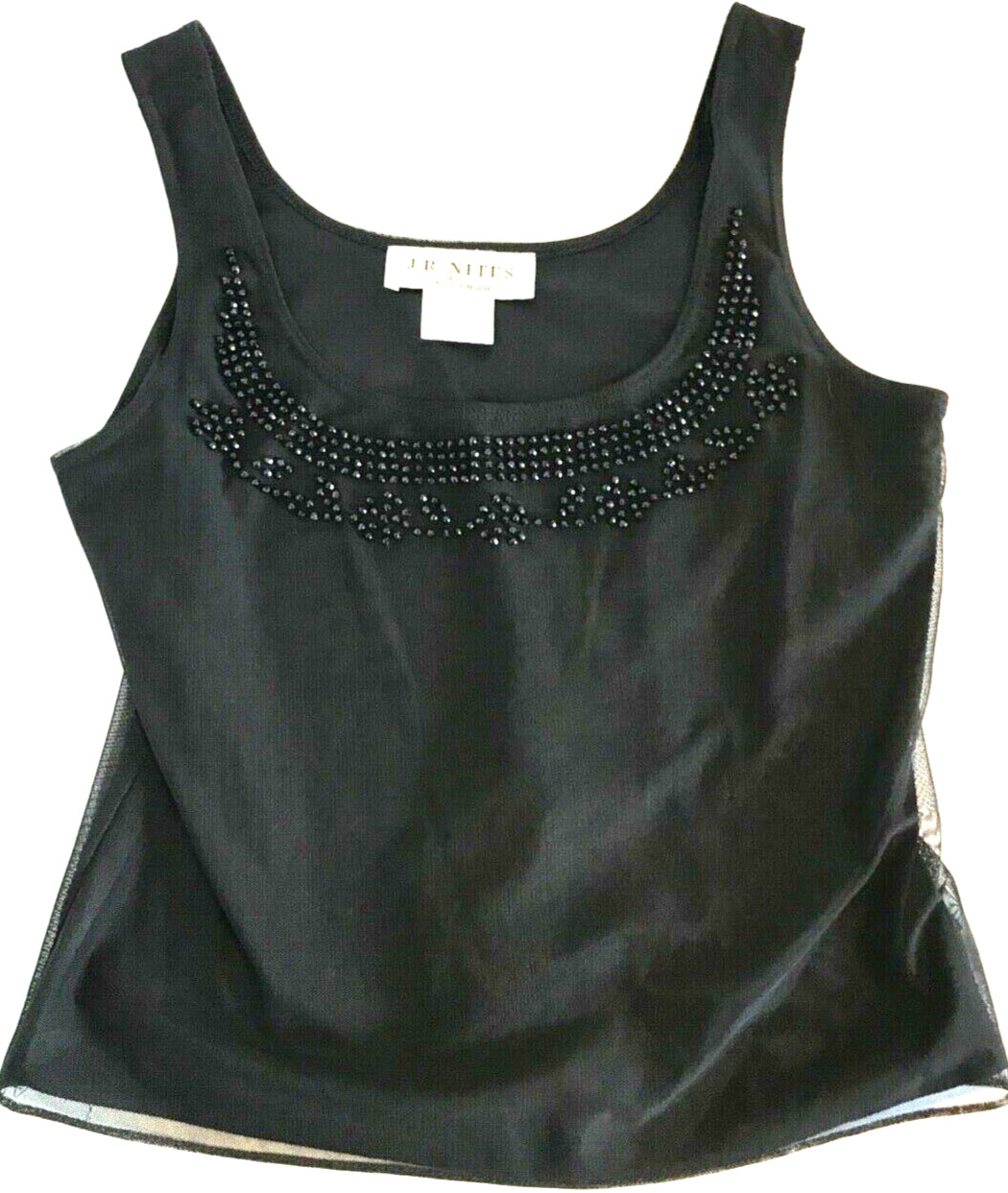 90s Y2K Tank Top Crop, 6 Blouse Shirt BlacK baby tee JR Nites by Caliendo, Bead