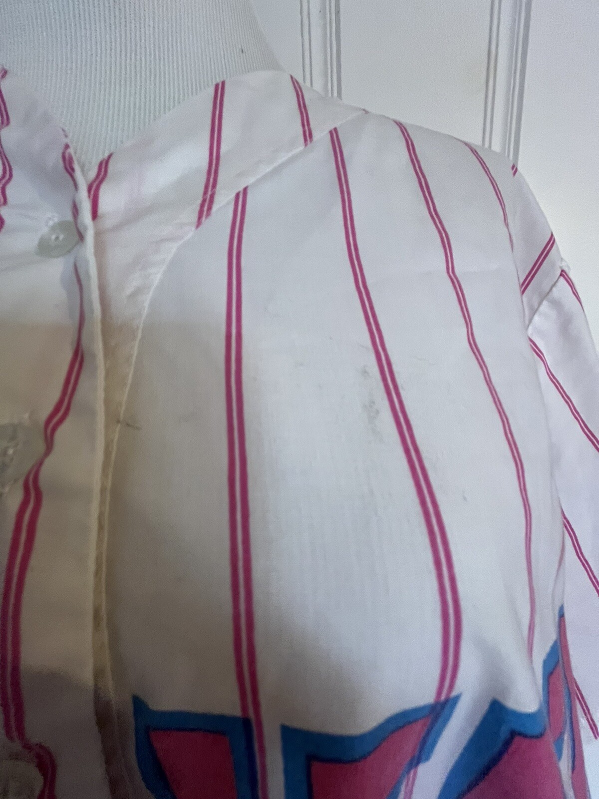 Vintage 90s Esleep Shirt One Size Fits All Baseball Pink Striped Baseball
