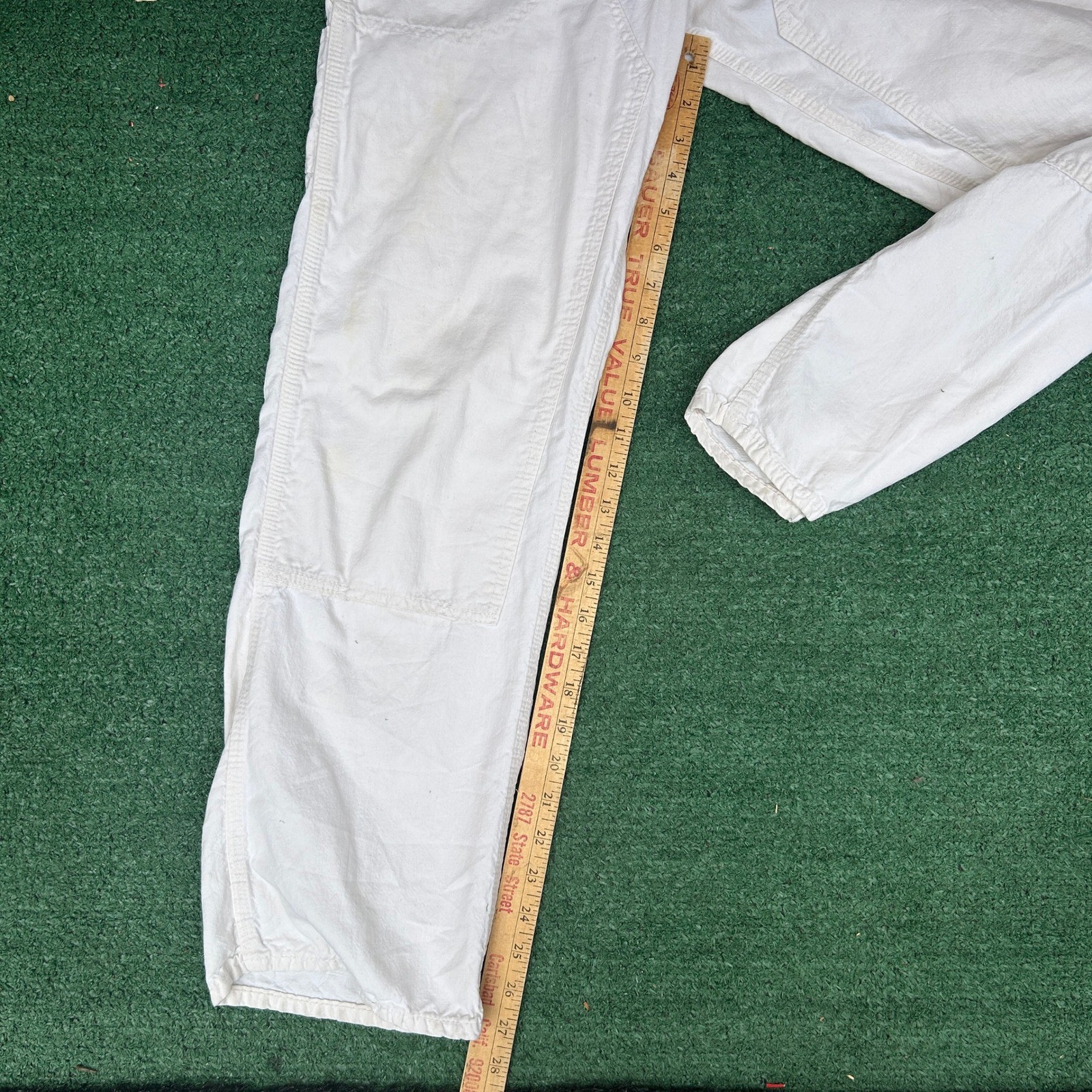 Vintage 60s 70s Carhartt White Double Knee Work Pants Talon 42 Zipper Mens