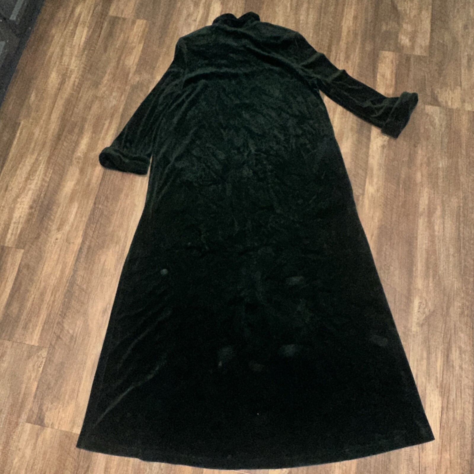 Vintage Diamond Tea Green Velvet Tapestry Duster Robe Long Zippered Size M