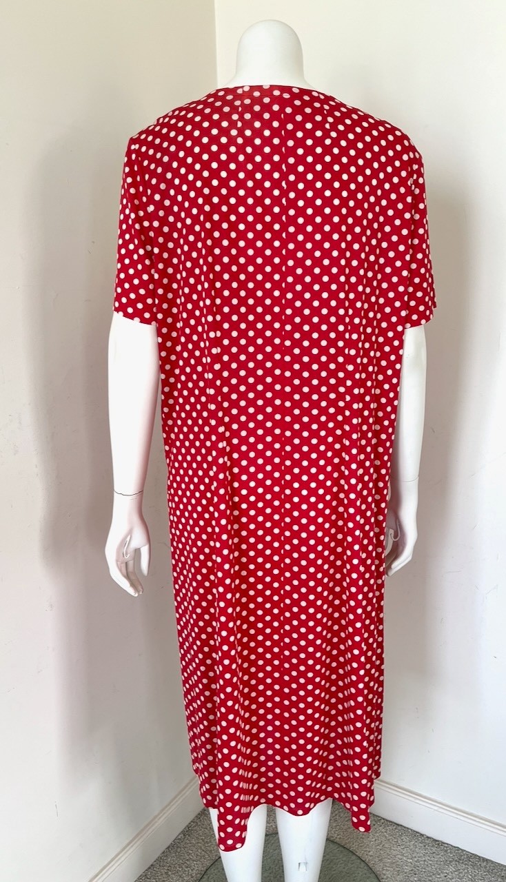 Vintage 60’s Red & White Polka Dot Drop Waist Dress Size XL
