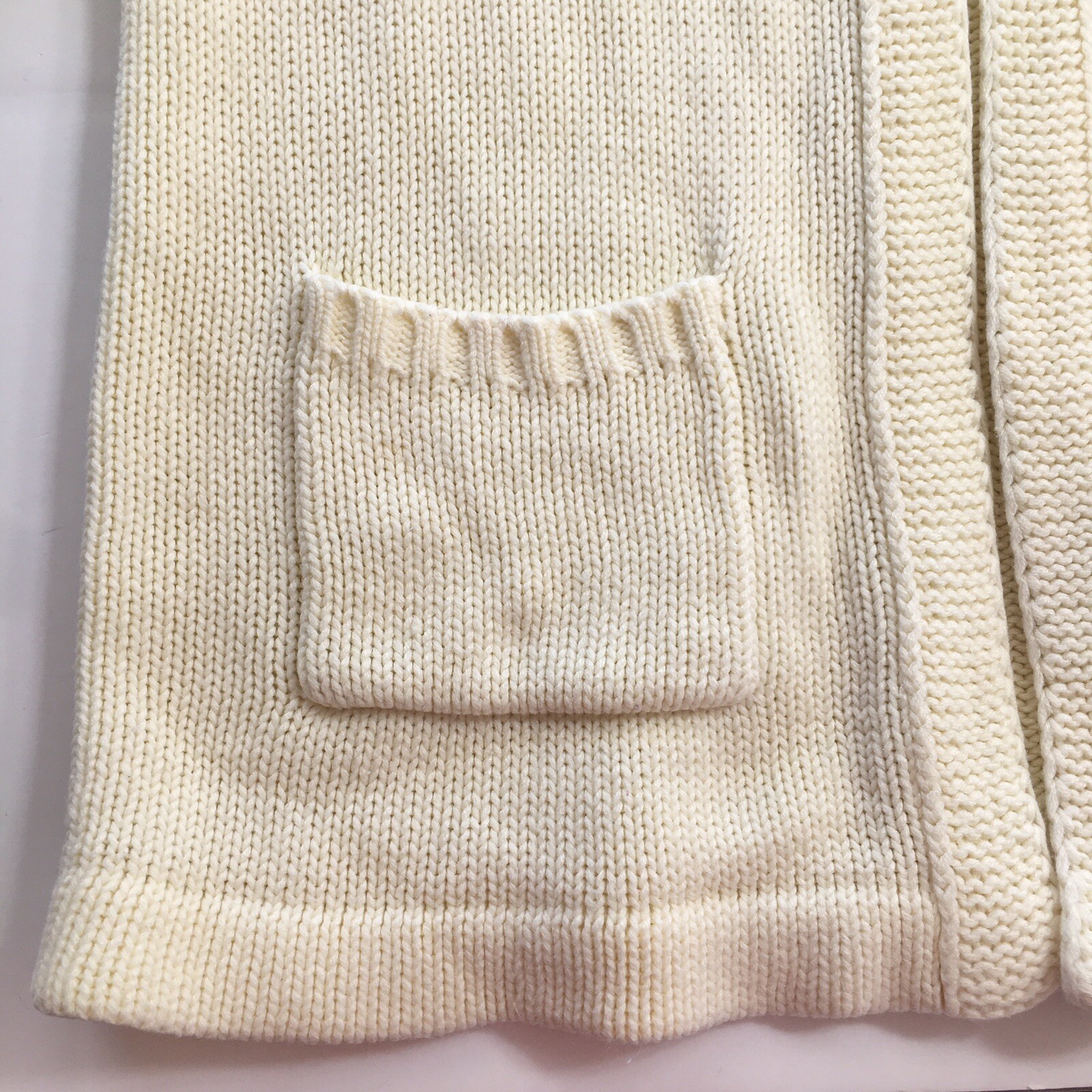 Queen Bee Womens Open Front Acrylic Off White Sweater Jacket Sz L/XL Vintage