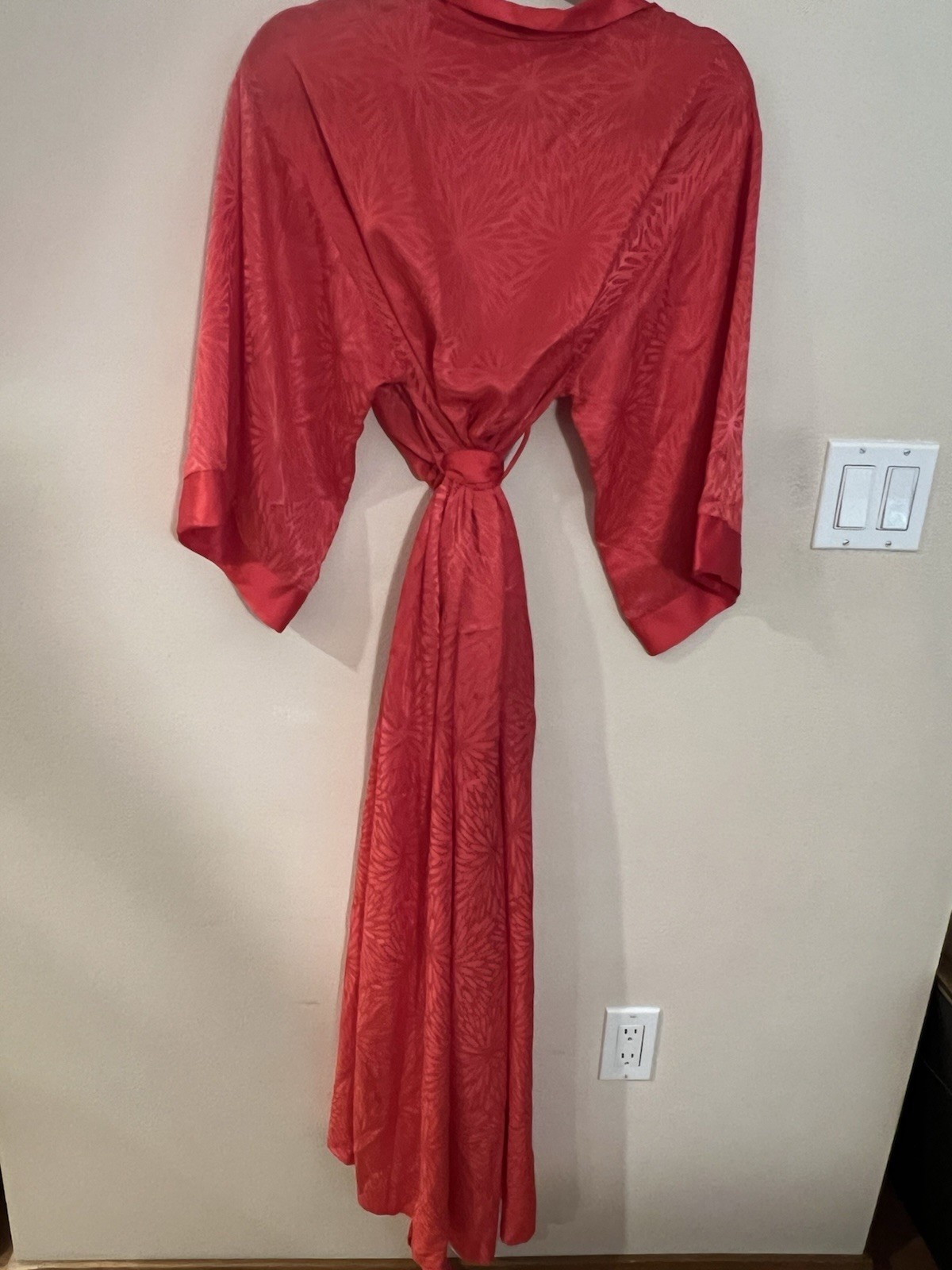 Georgette Trabolsi Orange/Fuchsia Long Robe Petite Starburst Neiman Marcus EUC