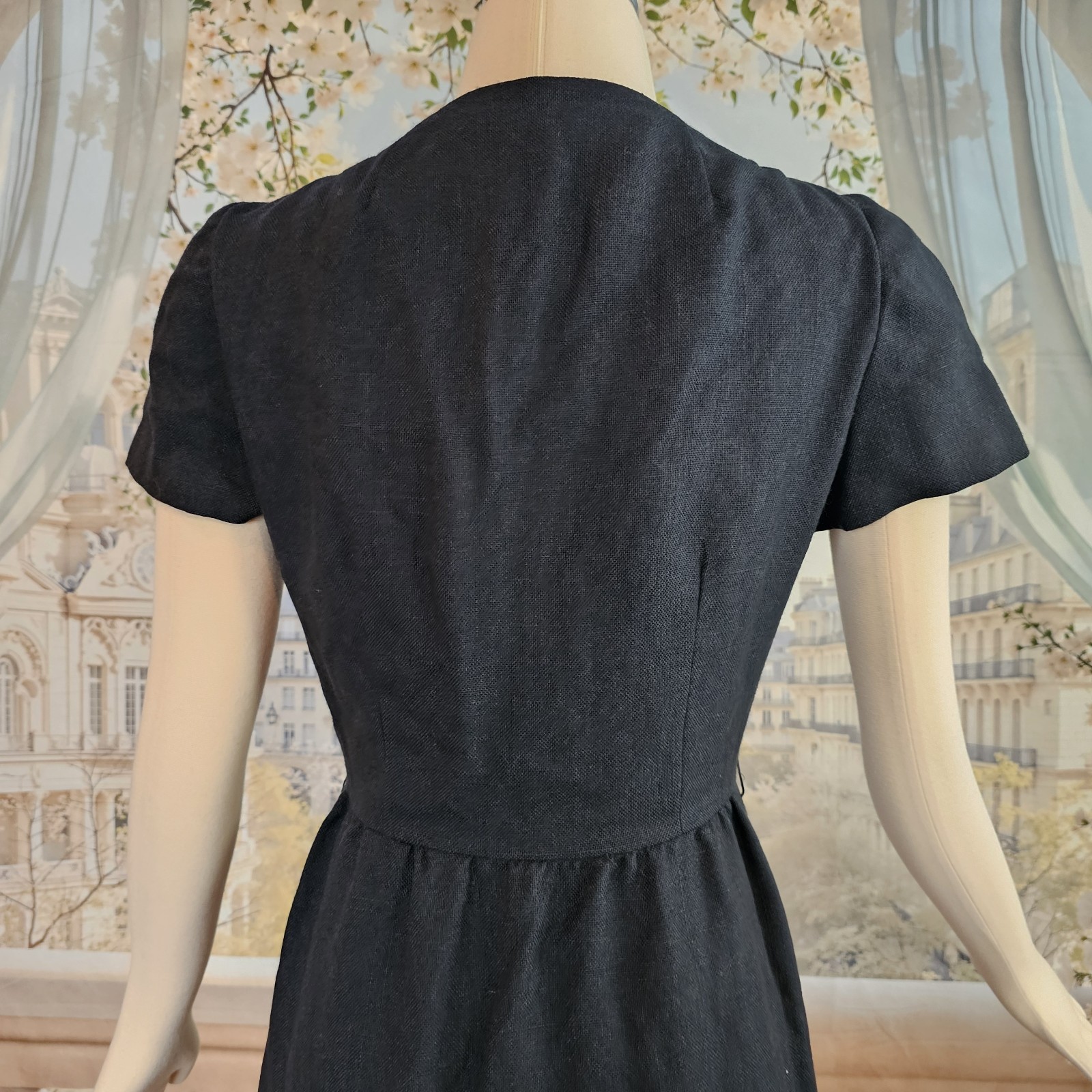 Vintage 1970s Wrap Dress Black Cocktail Molly Parnis Boutique Mididress Retro