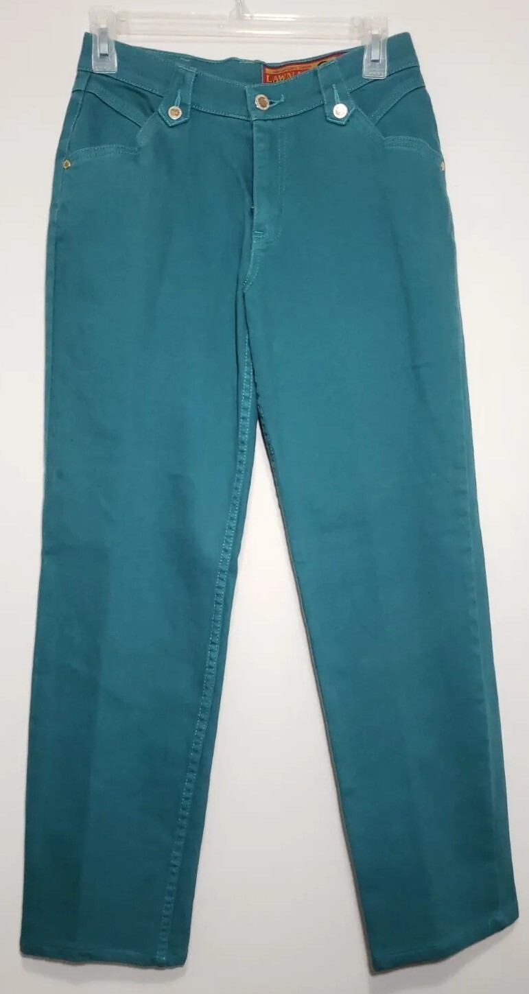 Vintage Lawman Slim Fit Jeans Green Turquoise Raw Denim Western Women’s Size 5
