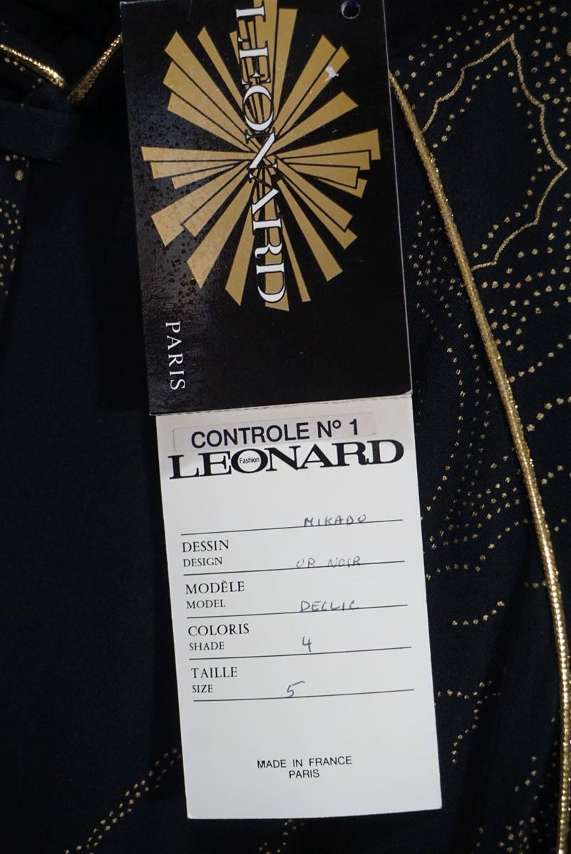 Genuine Leonard Paris Mikado Or Noir Dellic 100% Silk Evening Dress Vintage 40-42