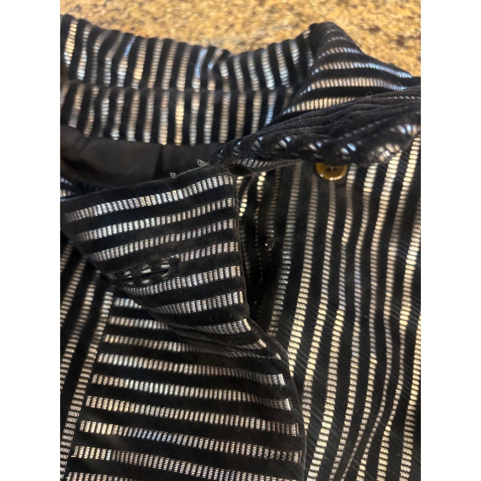 Vintage Count Romi Metallic Silver Black Striped Trench Coat Belted Size 16