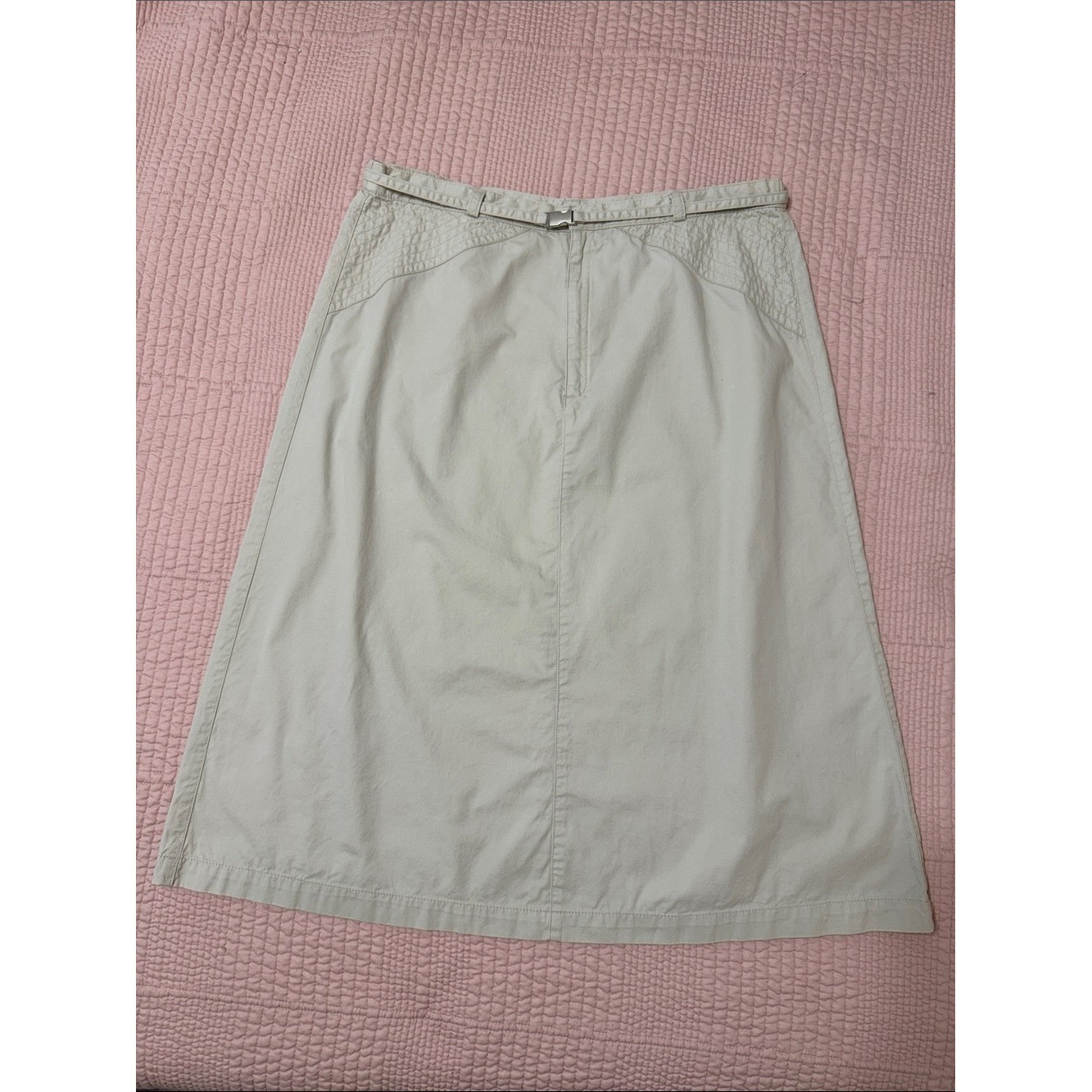 Vintage Y2K White Stag NWT Cotton Midi Skirt Belted Sz 12