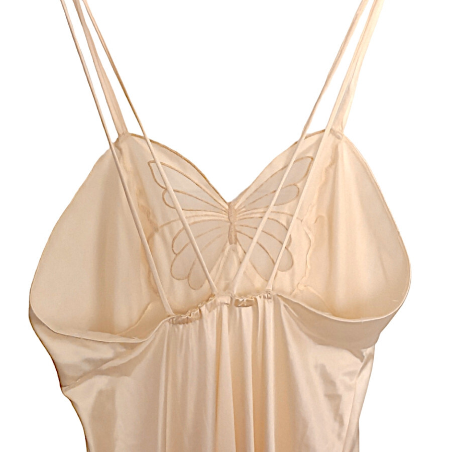 Vintage rare 70s butterfly embroidered slip nightgown Papillon by Paula Carbone