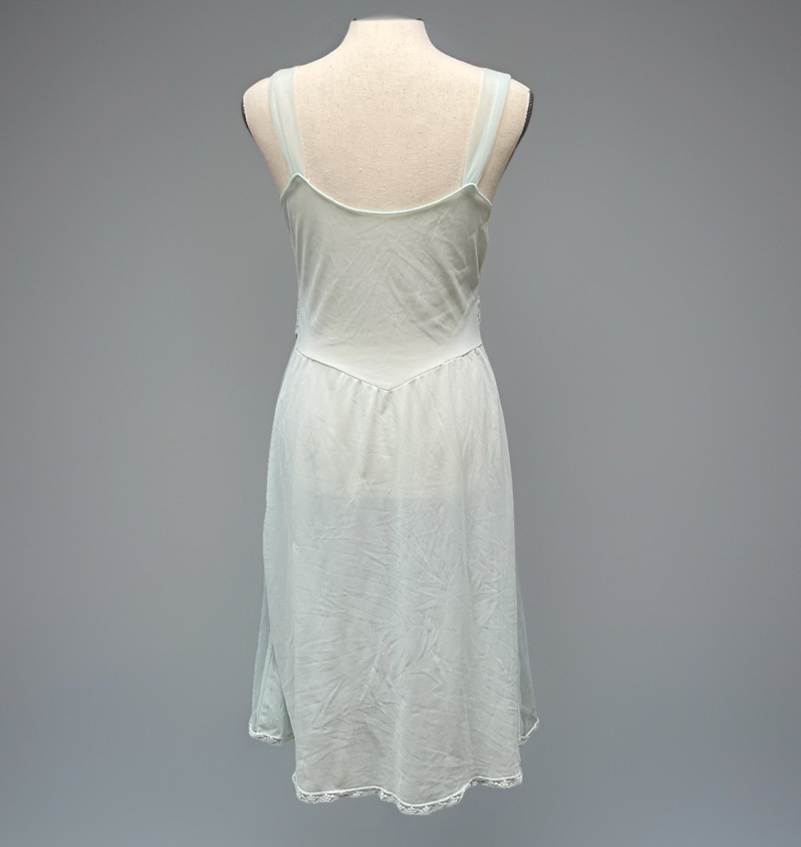 VTG Lisette Lingerie Blue Lace Chiffon 2 Layer Nightgown Sz 32/S Hollywood Glam