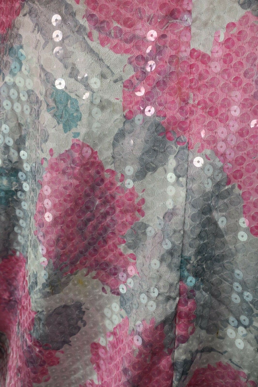 Jarin Ruben Panis 10 Floral Sequin Blouson Moc Neck L/S Gown Dress 70s Vintage