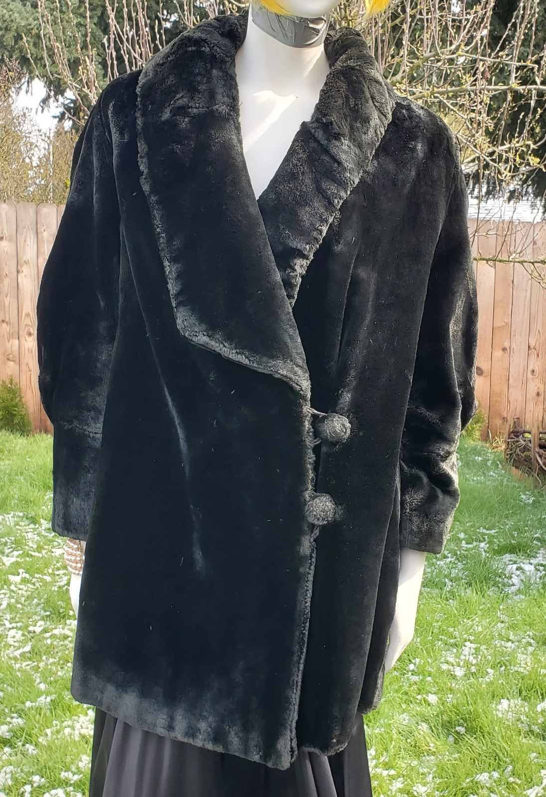 Beautiful Hind & Harrison Hudson Seal Black Dyed Muskrat Flapper Girl Coat 1920s