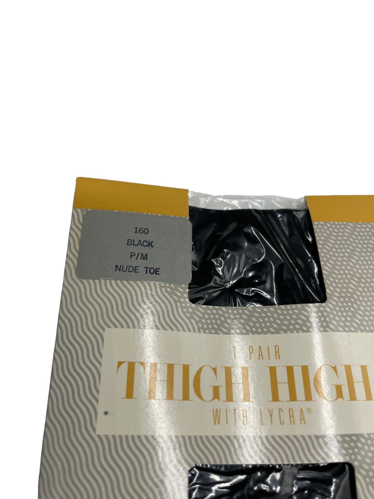 Vintage Mervyn’s Lycra 1 Pair Black Nude Toe Thigh High Pantyhose P/M Sissy