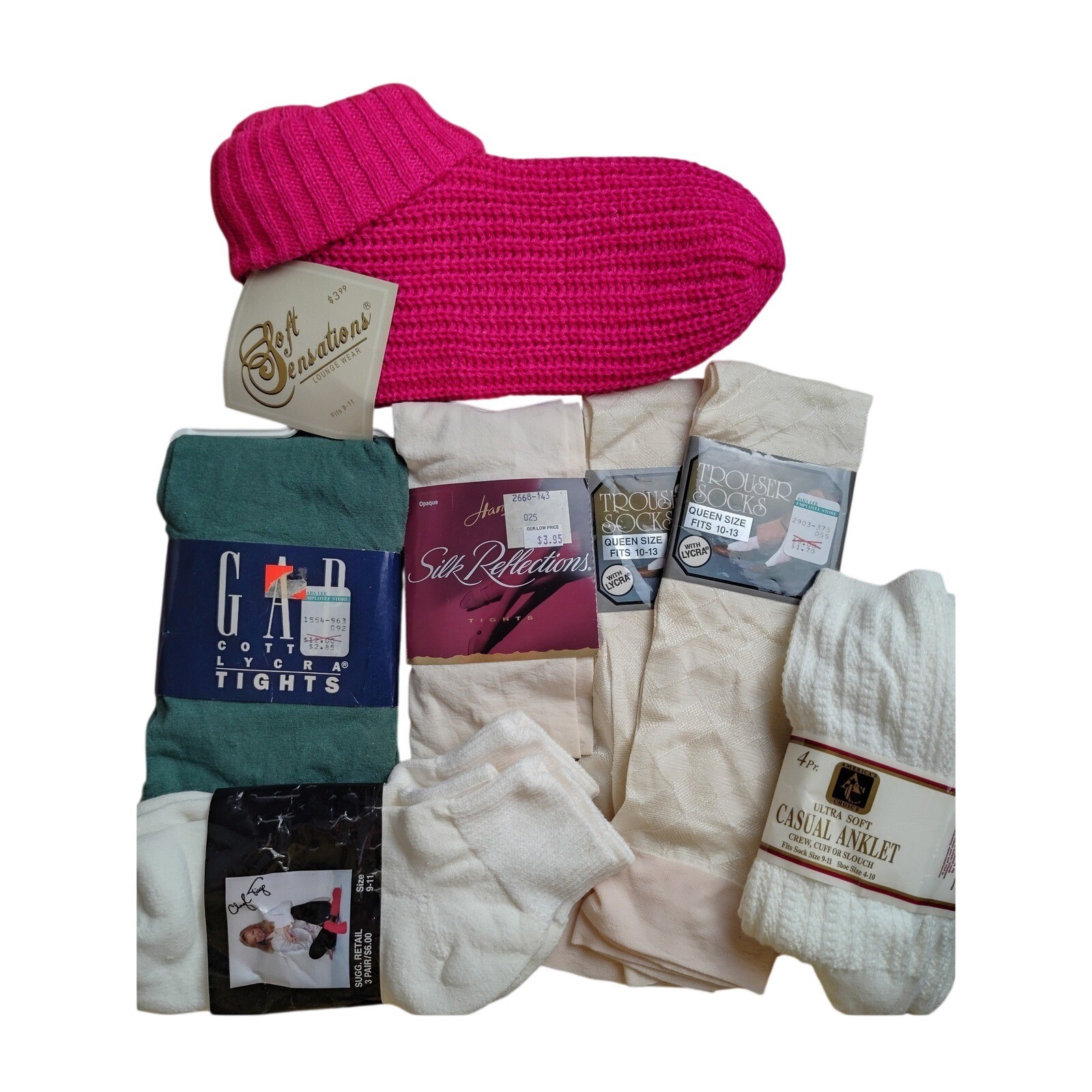 Vintage Hosiery Bundle GAP Tights Hanes Silk Reflections Lounge Socks 7 Pairs