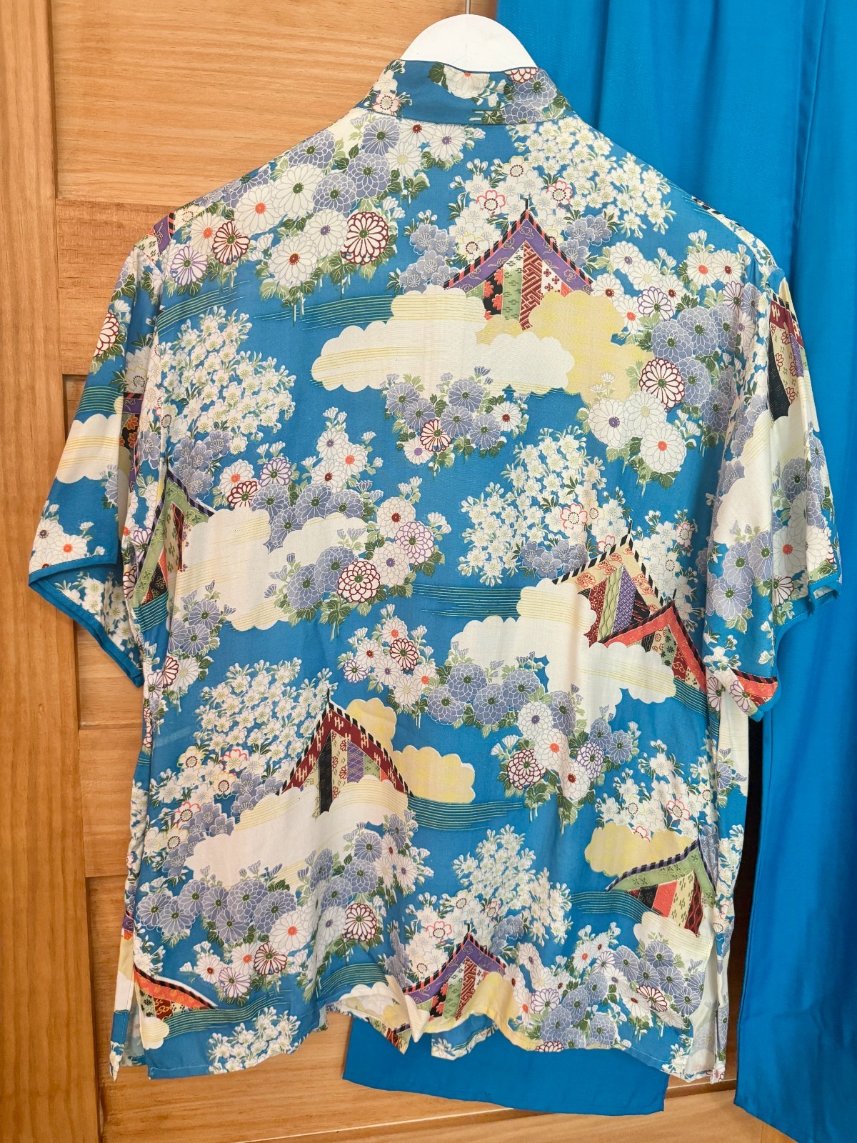 Vtg 1960s Japanese Loungewear Chinoiserie Floral Mandarin Collar Two-Piece Set M